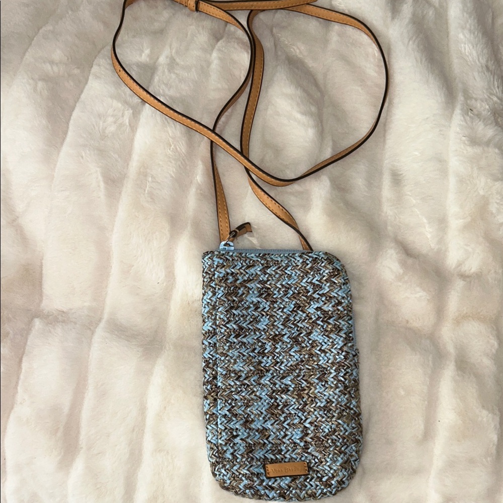 VERA BRADLEY Woven Crossbody Bag in Blue and Brown could be for phone